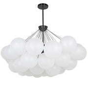 Dainolite Miles 36in 8-Light Chandelier | Contemporary Opal White Glass and Matte Black | Dining Room & Living Room | Model MLS-358C-MB-FR