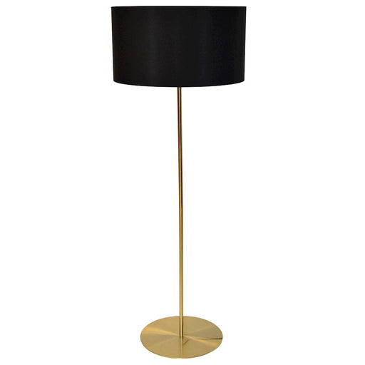 Dainolite Maine 22in 1-Light Floor Lamp | Aged Brass Metal and Black Laminated Fabric Shade | Living Room & Bedroom | Model MM221F-AGB-797