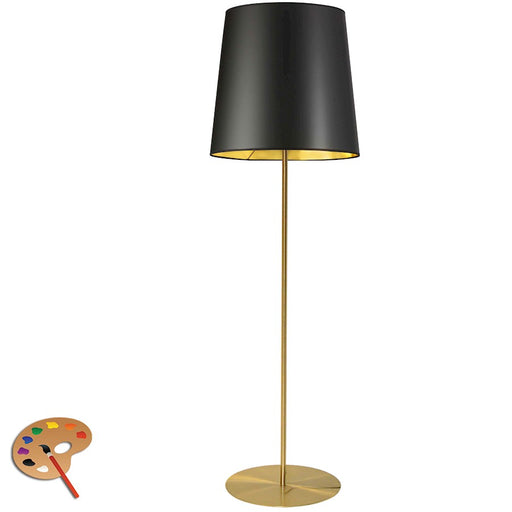 Dainolite MM681F 68in 1-Light Floor Lamp | Transitional Aged Brass and Black/Gold Fabric Shade | Living Room & Bedroom | Model MM681F-AGB-698