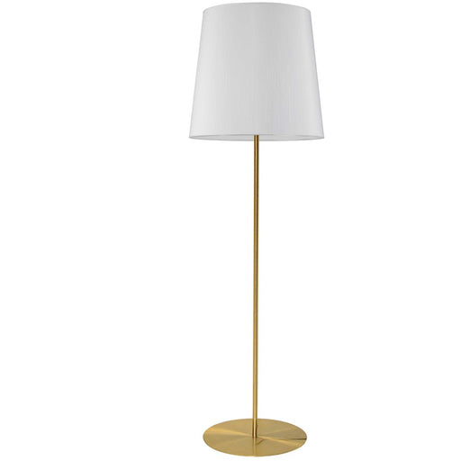 Dainolite MM681F 68in 1-Light Floor Lamp | Transitional Aged Brass and White Fabric Shade | Living Room & Bedroom | Model MM681F-AGB-790