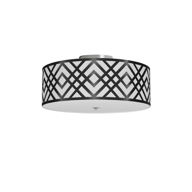 Dainolite Mona 15in 3-Light Flush Mount | Transitional Polished Chrome and Black & White Fabric Shade | Living Room & Foyer | 15 x | Model MON-153FH-PC-BW