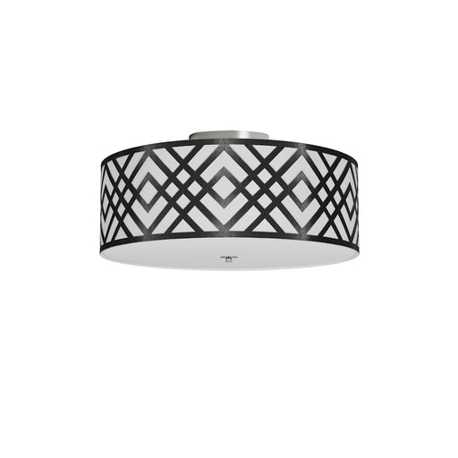 Dainolite Mona 15in 3-Light Flush Mount | Transitional Polished Chrome and Black & White Fabric Shade | Living Room & Foyer | 15 x | Model MON-153FH-PC-BW