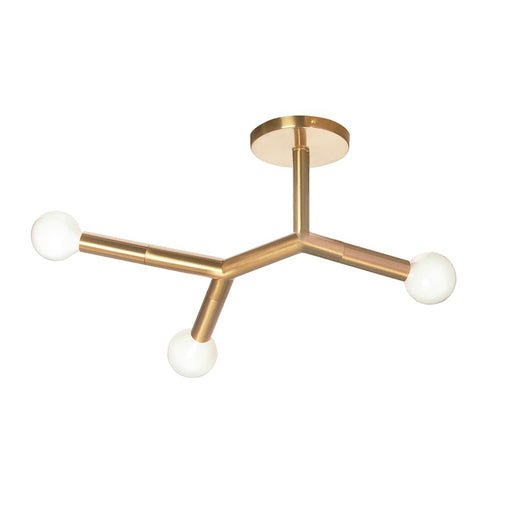 Dainolite Morgan 21in 3-Light Semi-Flush Mount | Transitional Aged Brass Metal | Hallway & Bedroom Ceiling Light | Model MOR-213SF-AGB