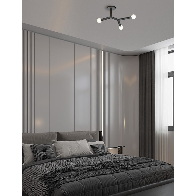Dainolite Morgan 21in 3-Light Semi-Flush Mount | Transitional Matte Black Metal | Hallway & Bedroom Ceiling Light | Model MOR-213SF-MB