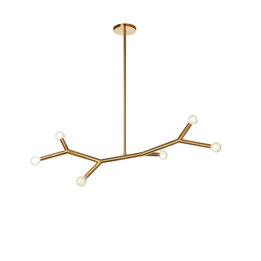 Dainolite Morgan 39in 6-Light Horizontal Pendant | Transitional Aged Brass Metal | Kitchen Island & Dining Room | Model MOR-396HP-AGB