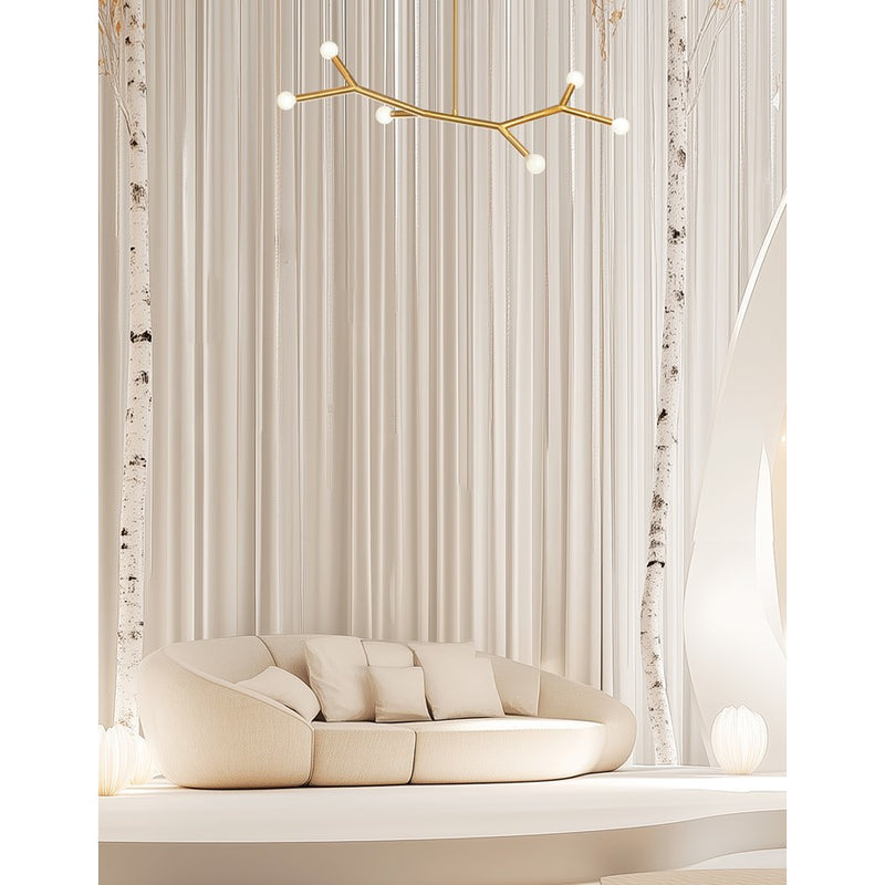 Dainolite Morgan 39in 6-Light Horizontal Pendant | Transitional Aged Brass Metal | Kitchen Island & Dining Room | Model MOR-396HP-AGB