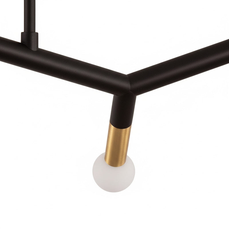 Dainolite Morgan 39in 6-Light Horizontal Pendant | Transitional Matte Black Metal and Aged Brass Accents | Kitchen Island & | Model MOR-396HP-MB-AGB