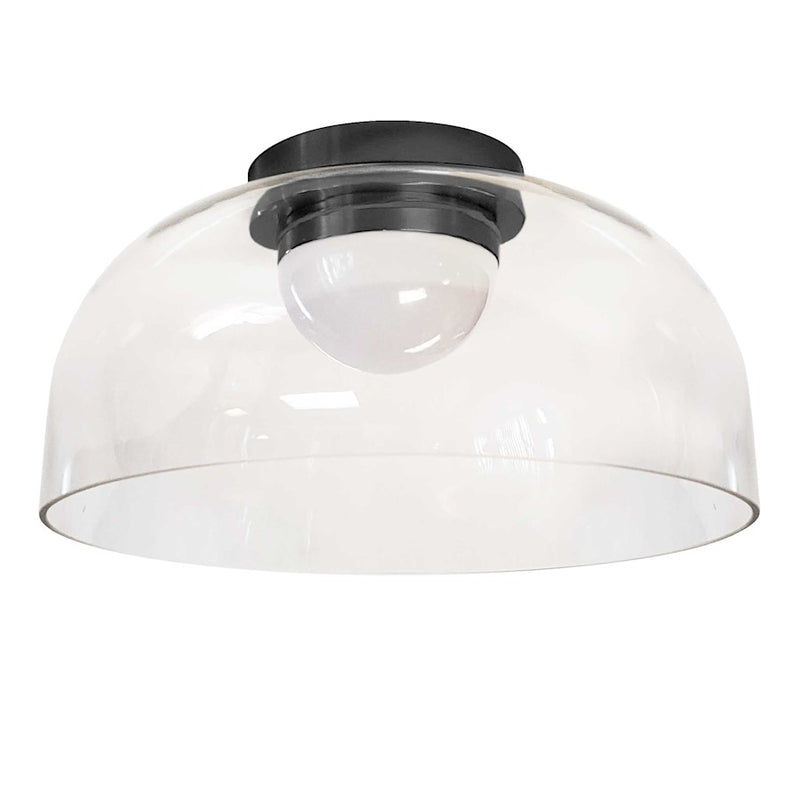 Dainolite Nadine 12in 1-Light LED Flush Mount | Transitional Matte Black and Clear Glass | Hallway & Bedroom | Model NAD-1210LEDFH-MB