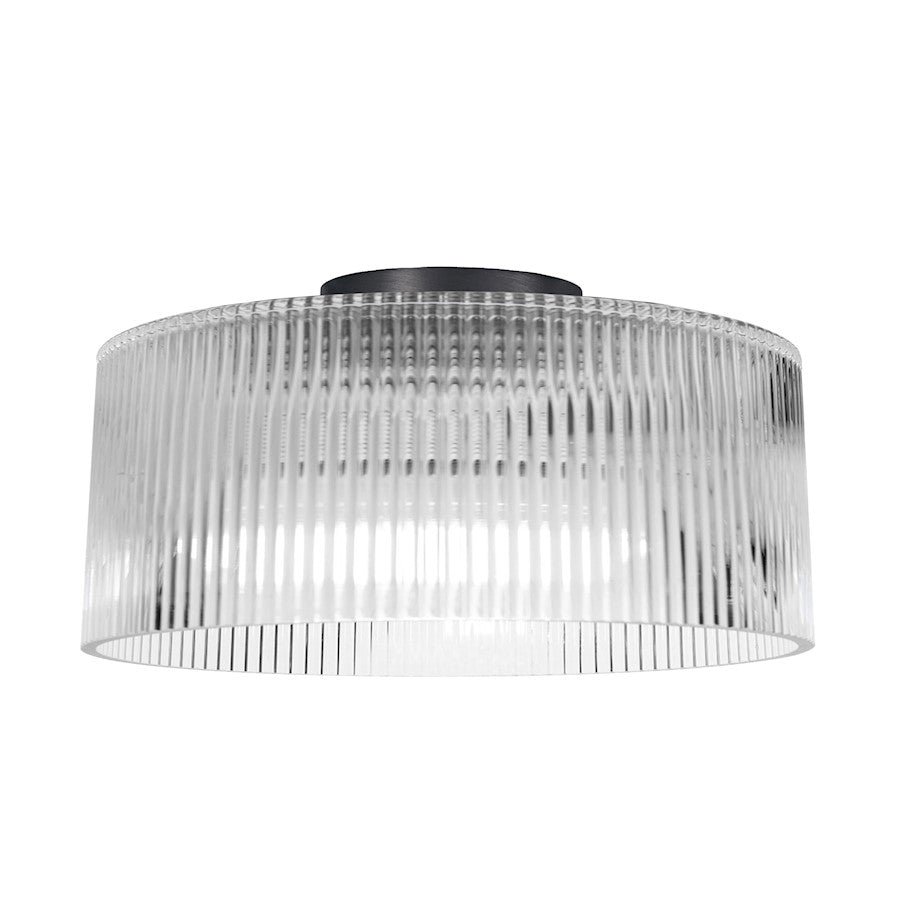 Dainolite Nadine 1 Light 11.75" Flush Mount, Black/Clear - NAD-123FH-MB-FL