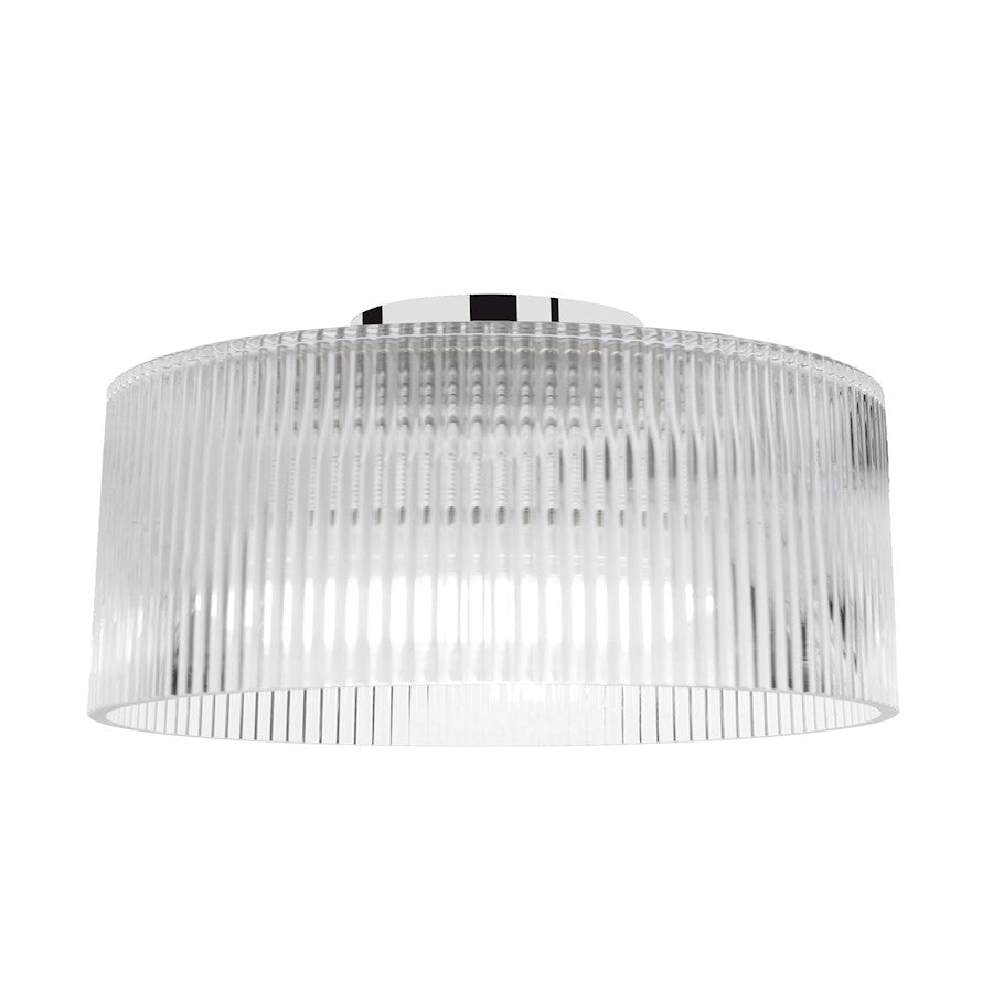 Dainolite Nadine 1 Light 11.75" Flush Mount, Chrome/Clear - NAD-123FH-PC-FL