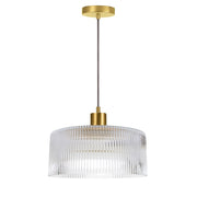 Dainolite Nadine 12in 1-Light Pendant | Transitional Aged Brass and Clear Glass | Dining Room & Powder Room | Model NAD-123P-AGB-FL