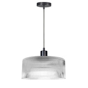 Dainolite Nadine 12in 1-Light Pendant | Transitional Matte Black and Clear Glass | Kitchen Island & Dining Room | Model NAD-123P-MB-FL