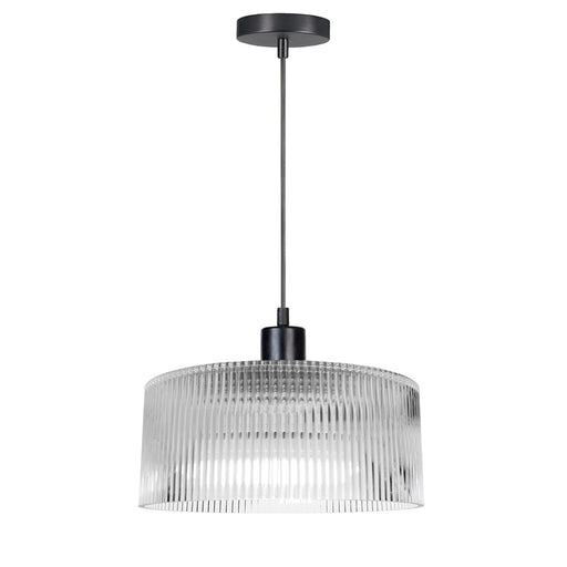Dainolite Nadine 12in 1-Light Pendant | Transitional Matte Black and Clear Glass | Kitchen Island & Dining Room | Model NAD-123P-MB-FL