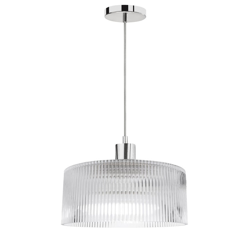 Dainolite Nadine 12in 1-Light Pendant | Transitional Polished Chrome and Clear Glass | Kitchen Island & Dining Room | Model NAD-123P-PC-FL