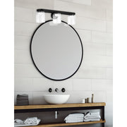 Dainolite Nadine 24in 3-Light LED Vanity | Transitional Matte Black and Clear Glass | Bathroom & Powder Room | 24 x 5 x 7 in | Model NAD-1930LEDW-MB