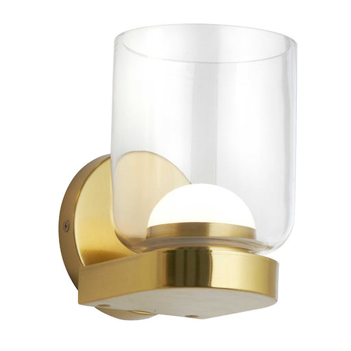 Dainolite Nadine 1-Light LED Wall Sconce | Transitional Aged Brass and Clear Glass | Hallway & Bedroom Accent | Model NAD-510LEDW-AGB