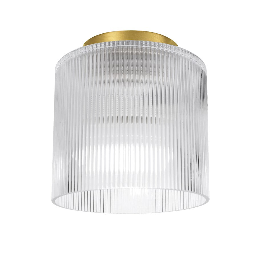 Dainolite Nadine 1 Light 7" Flush Mount, Aged Brass/Clear