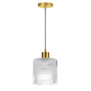 Dainolite Nadine 7in 1-Light Pendant | Transitional Aged Brass and Clear Glass Drum | Dining Room & Powder Room | Model NAD-71P-AGB-FL