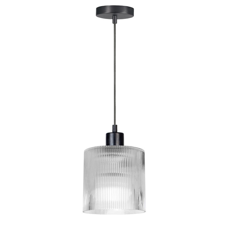 Dainolite Nadine 7in 1-Light Pendant | Transitional Matte Black and Clear Glass | Kitchen Island & Dining Room | 7 x 7 x 7 in | Model NAD-71P-MB-FL