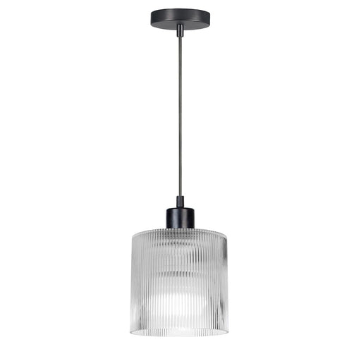 Dainolite Nadine 7in 1-Light Pendant | Transitional Matte Black and Clear Glass | Kitchen Island & Dining Room | 7 x 7 x 7 in | Model NAD-71P-MB-FL