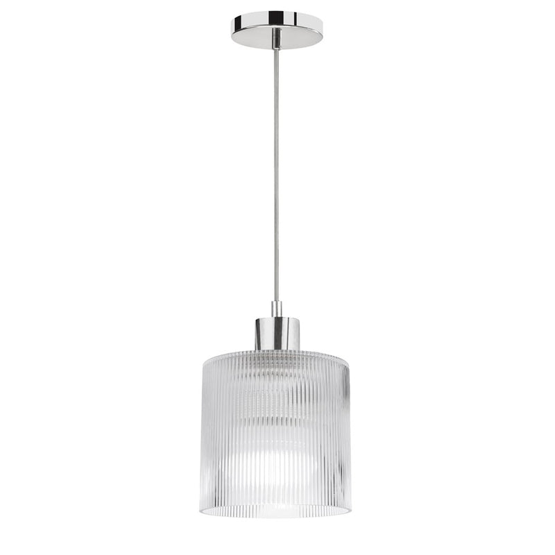 Dainolite Nadine 7in 1-Light Pendant | Transitional Polished Chrome and Clear Glass | Kitchen Island & Dining Room | Model NAD-71P-PC-FL