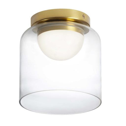 Dainolite Nadine 7in 1-Light LED Flush Mount | Transitional Aged Brass and Clear Glass | Bedroom & Hallway | 7 x 7 x 7 in | Model NAD-810LEDFH-AGB