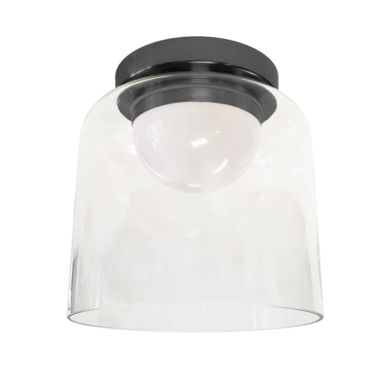 Dainolite Nadine 7in 1-Light LED Flush Mount | Transitional Matte Black and Clear Glass | Bedroom & Hallway | 7 x 7 x 7 in | Model NAD-810LEDFH-MB