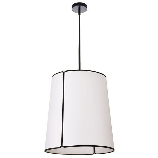 Dainolite Notched Drum 18in 3-Light Pendant | Modern White with Black Trim Fabric | Kitchen Island & Dining Room | Model NDR-183P-BK-WH