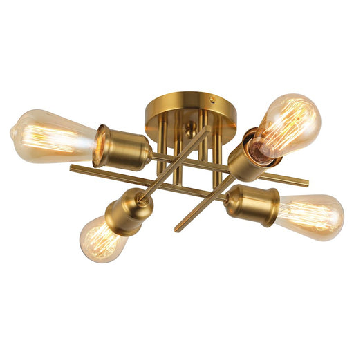 Dainolite Nebraska 18in 4-Light Semi-Flush Mount | Transitional Aged Brass Metal | Foyer & Hallway | 18 x 18 x 5.25 in | Model NEB-184SF-AGB