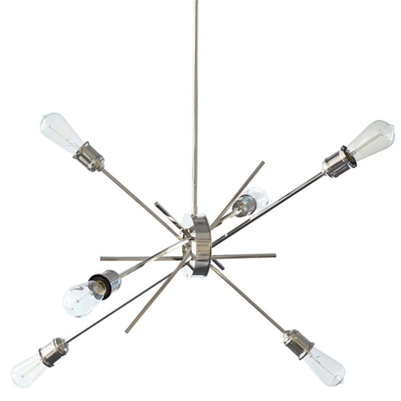 Dainolite Nebraska 32in 6-Light Pendant | Contemporary Polished Chrome Steel | Dining Room & Living Room | 32 x 8 x 32 in | Model NEB-336P-BC