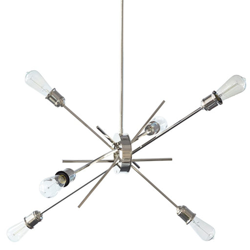 Dainolite Nebraska 32in 6-Light Pendant | Contemporary Polished Chrome Steel | Dining Room & Living Room | 32 x 8 x 32 in | Model NEB-336P-BC