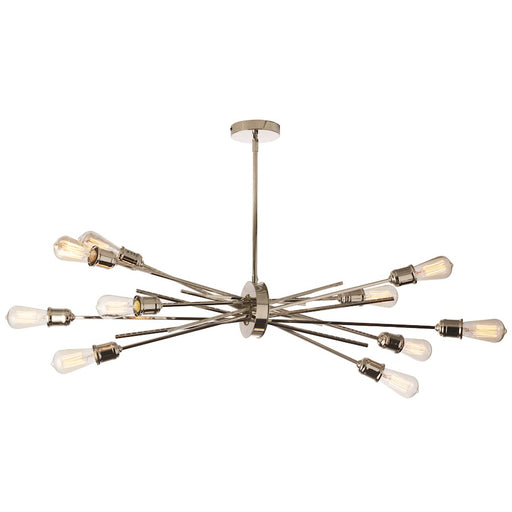 Dainolite Nebraska 39in 10-Light Pendant | Industrial Burnished Chrome Steel | Kitchen Island & Dining Room | 17 x 39 x 17 in | Model NEB-3910HP-BC