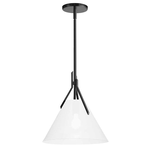 Dainolite Nicole 12in 1-Light Pendant | Contemporary Matte Black and Opal Glass | Kitchen & Dining Room | 12 x 12 x 13 in | Model NIC-101P-MB