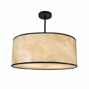 Dainolite Nena 20in 4-Light Drum Pendant | Transitional Matte Black Metal and Faux Alabaster Styrene Shade | Bathroom & Kitchen | Model NNA-204P-MB-ALB