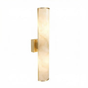 Dainolite Nena 26in 1-Light LED Wall Sconce | Transitional Aged Brass Metal and Faux Alabaster Styrene Shade | Hallway & | Model NNA-2619LEDW-AGB-ALB