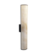 Dainolite Nena 26in 1-Light LED Wall Sconce | Transitional Matte Black Metal and Faux Alabaster Styrene | Hallway & Bathroom | Model NNA-2619LEDW-MB-ALB