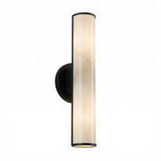 Dainolite Nena 26in 1-Light LED Wall Sconce | Transitional Matte Black Metal and Faux Alabaster Styrene | Hallway & Bathroom | Model NNA-2619LEDW-MB-ALB