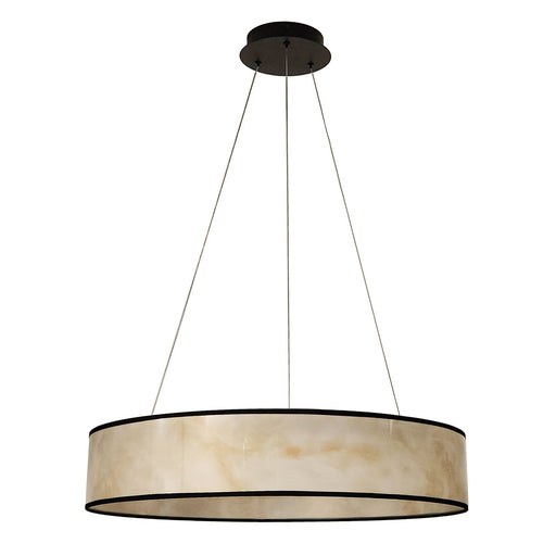 Dainolite Nena 26in 1-Light LED Drum Pendant | Transitional Matte Black Metal and Faux Alabaster Styrene | Kitchen Island & | Model NNA-2634LEDP-MB-ALB
