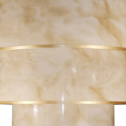 Dainolite Nena 30in 9-Light Tiered Pendant | Transitional Aged Brass Metal and Faux Alabaster Styrene Shades | Kitchen Island & | Model NNA-309P-AGB-ALB