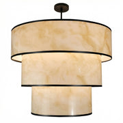 Dainolite Nena 30in 9-Light Tiered Pendant | Transitional Matte Black Metal and Faux Alabaster Styrene | Kitchen Island & Dining | Model NNA-309P-MB-ALB