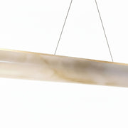 Dainolite Nena 52in 1-Light LED Horizontal Pendant | Transitional Aged Brass Metal and Faux Alabaster Styrene | Kitchen | Model NNA-5130LEDHP-AGB-AL