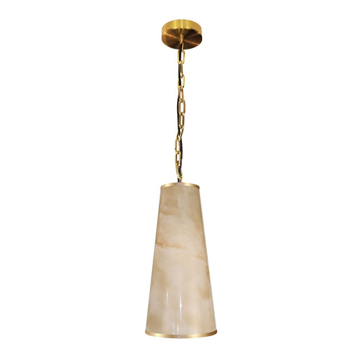 Dainolite Nena 7in 1-Light Pendant | Transitional Aged Brass Metal and Faux Alabaster Styrene | Kitchen Island & Dining Room | 7 x | Model NNA-71P-AGB-ALB