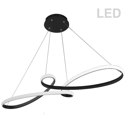 Dainolite Nola 44in 1-Light Pendant | Contemporary Matte Black and White Silicone | Kitchen Island & Dining Room | Model NOL-4350LEDHP-MB