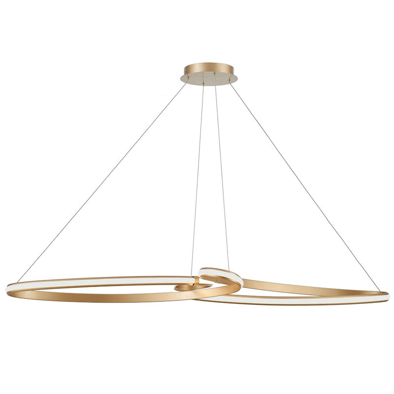 Dainolite Nola 60in 1-Light Pendant | Transitional Aged Brass and White Silicone | Kitchen Island & Dining Room | Model NOL-6066LEDHP-AGB