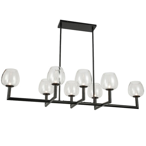 Dainolite Nora 51in 8-Light Chandelier | Contemporary Matte Black and Clear Glass | Dining Room & Living Room | Model NOR-478HC-MB-CLR