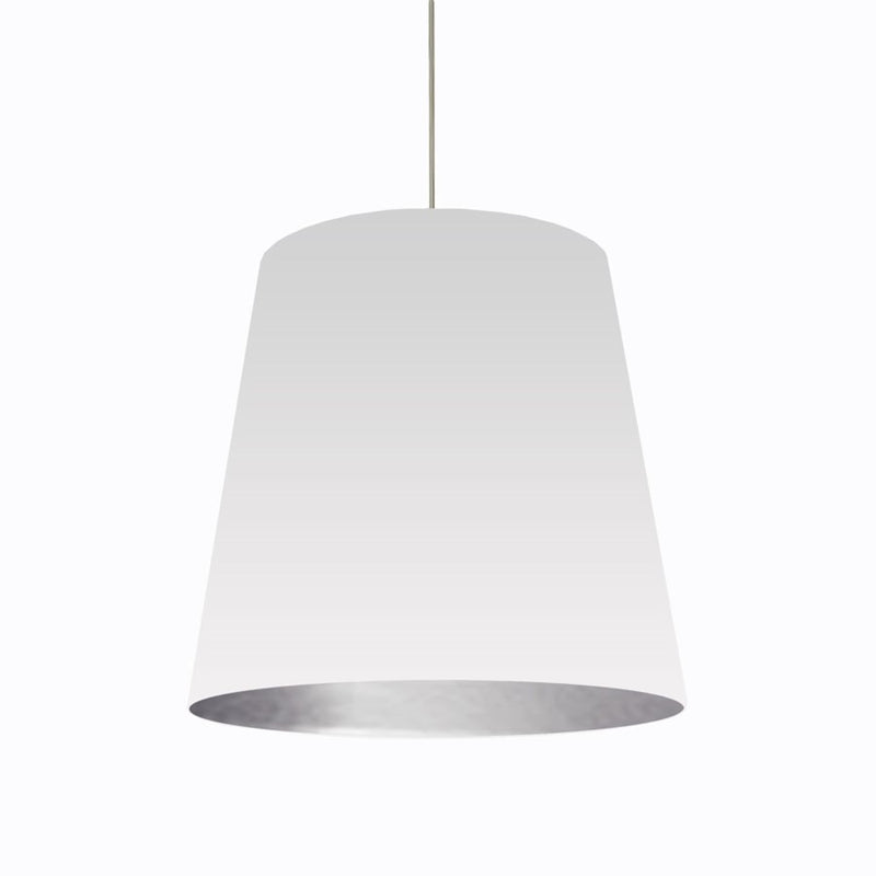 Dainolite Oversized Drum 26in 1-Light Pendant | Modern White on Silver Fabric and Polished Chrome | Living Room & Dining Room | Model OD-L-691