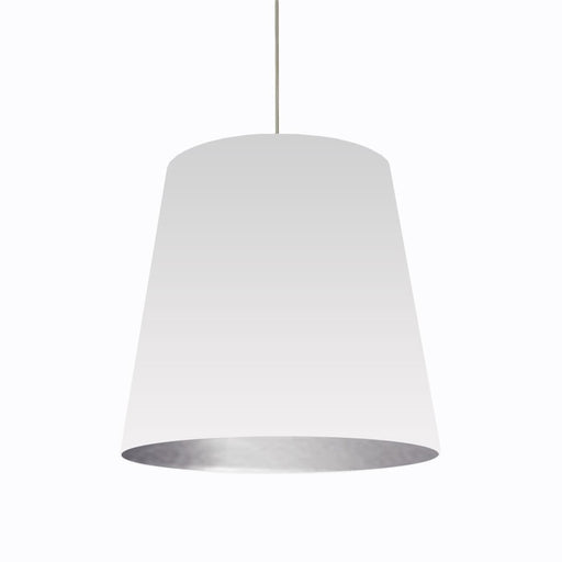 Dainolite Oversized Drum 26in 1-Light Pendant | Modern White on Silver Fabric and Polished Chrome | Living Room & Dining Room | Model OD-L-691