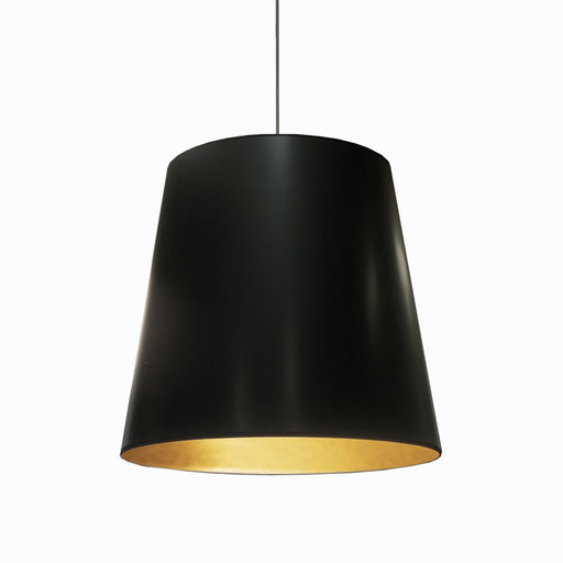 Dainolite Oversized Drum 26in 1-Light Pendant | Modern Black on Gold Fabric and Black Metal | Living Room & Dining Room | Model OD-L-698