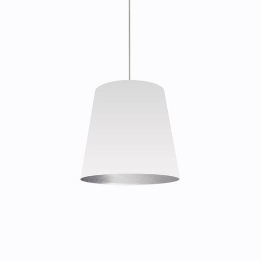 Dainolite Oversized Drum 20in 1-Light Medium Pendant | White on Silver Fabric and Polished Chrome | Kitchen Island & Dining Room | Model OD-M-691