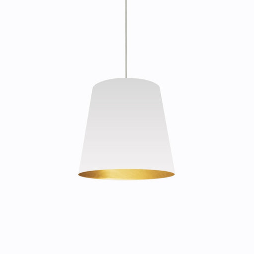 Dainolite Oversized Drum 20in 1-Light Medium Pendant | White on Gold Fabric and Polished Chrome | Living Room & Dining Room | Model OD-M-692